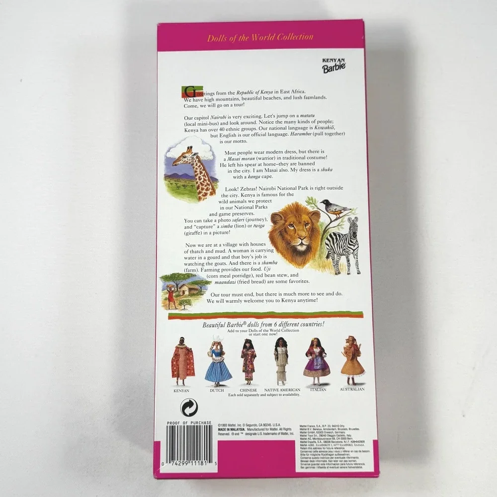 1993 Kenyan Barbie Dolls of the World Collection Special Edition Mattel 11181